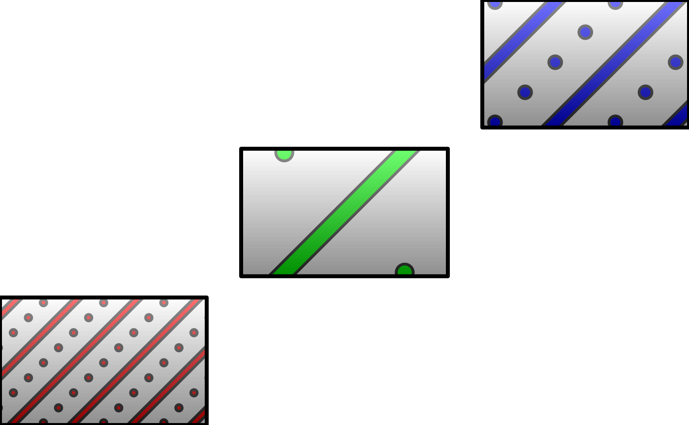 Three rectangles each with a 'stripe', 'circle', and 'gradient' pattern