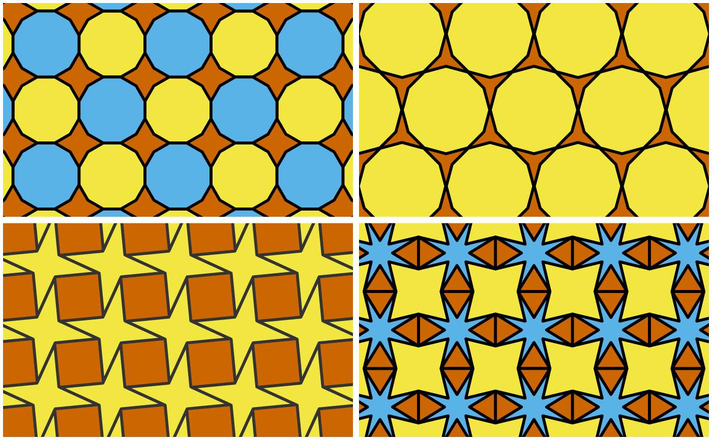 Four uniform tilings with star polygons