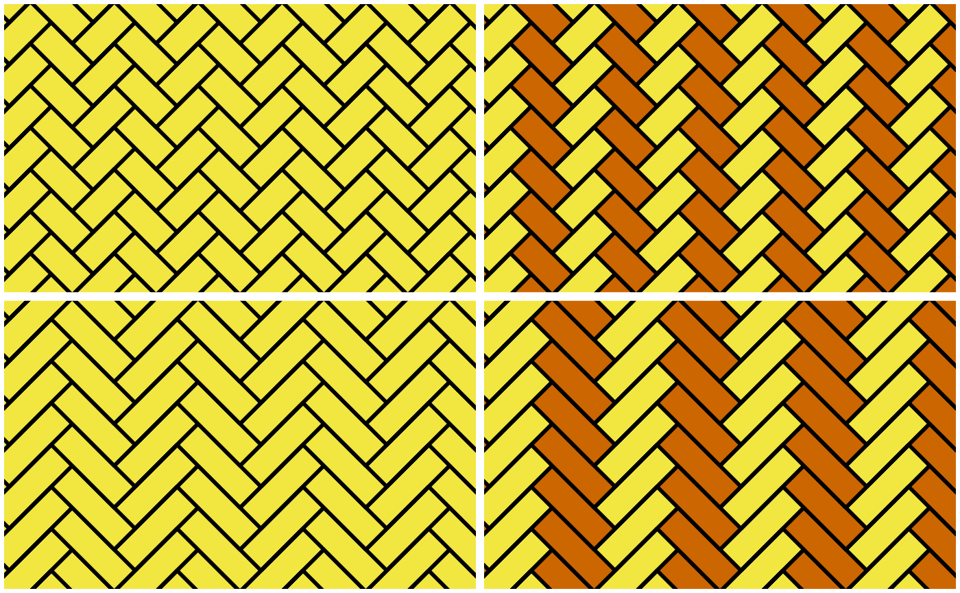Four different herringbone tilings