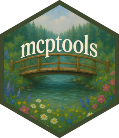 A hexagonal logo showing a bridge connecting two portions of a forested meadow.